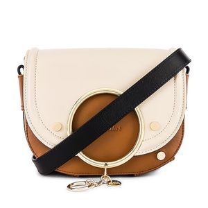 Mara Colorblock Medium Leather Shoulder Bag in Cement Beige See By Chloe